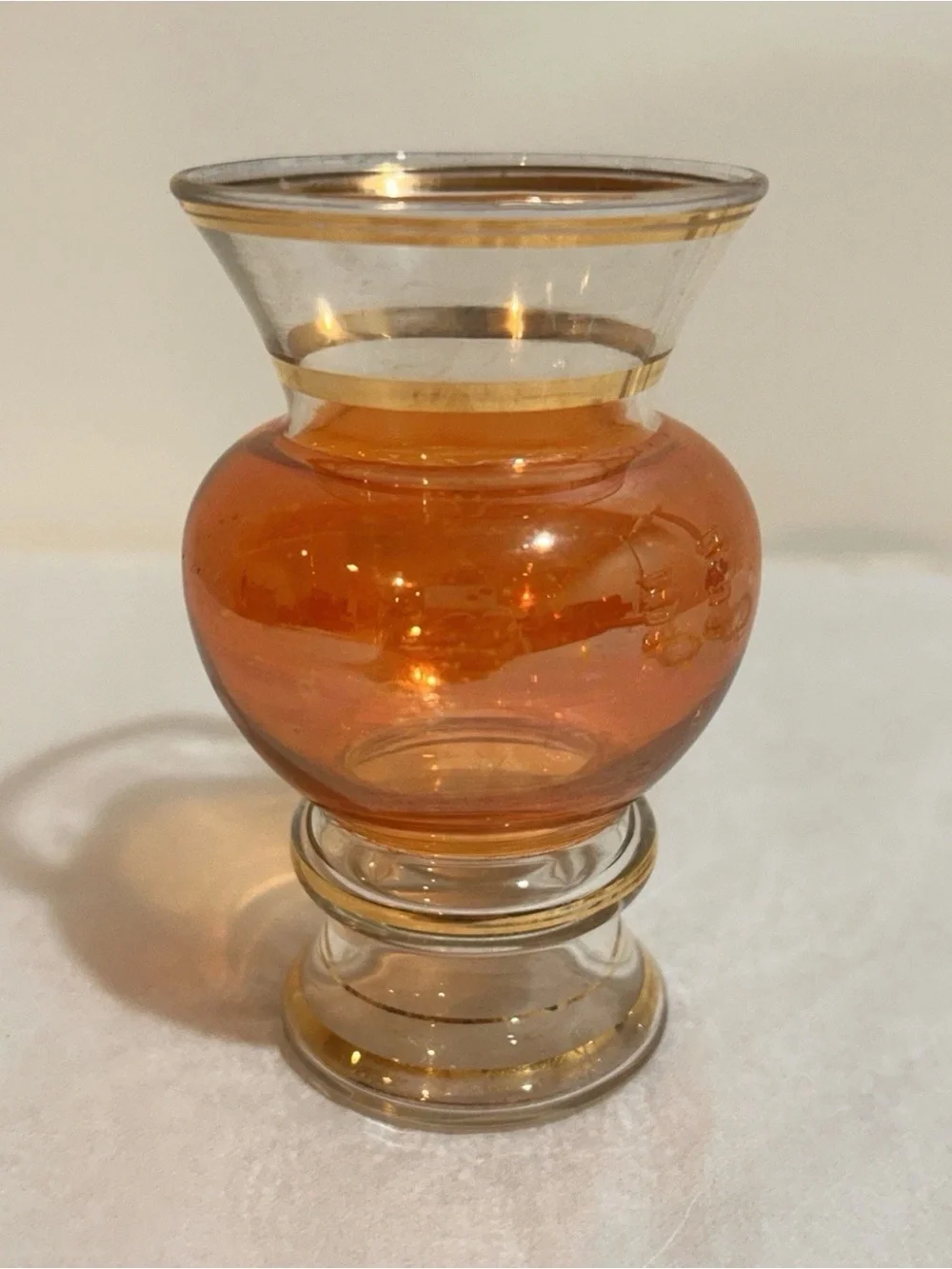 Set 3 Vtg 1960s Bartlett Collins Hand Painted Small Bud Vases with Gold Trim 4”